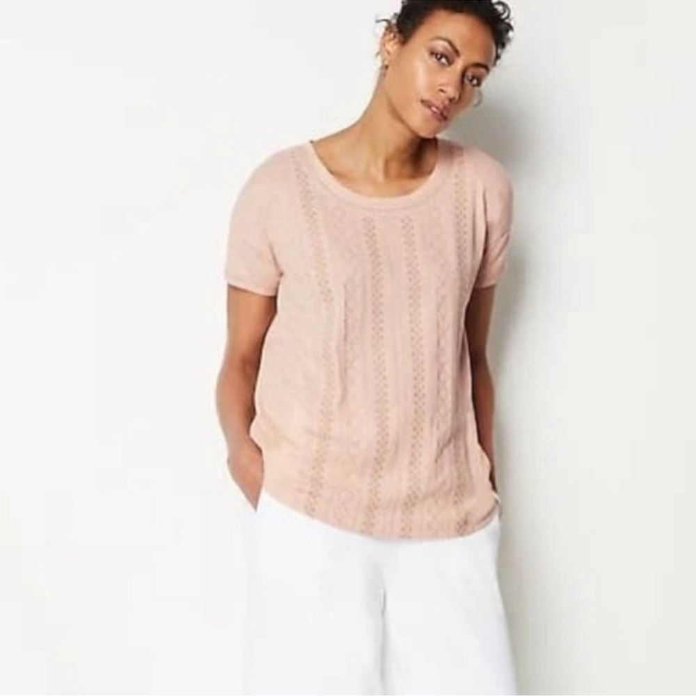 Pure Jill Embroidered Scoop Neck Tee women’s L